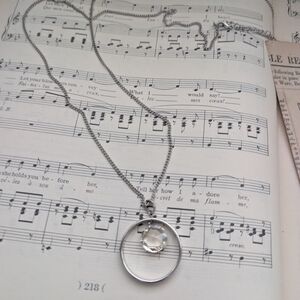 Silver Circle Pendant Necklace with Clear Gem